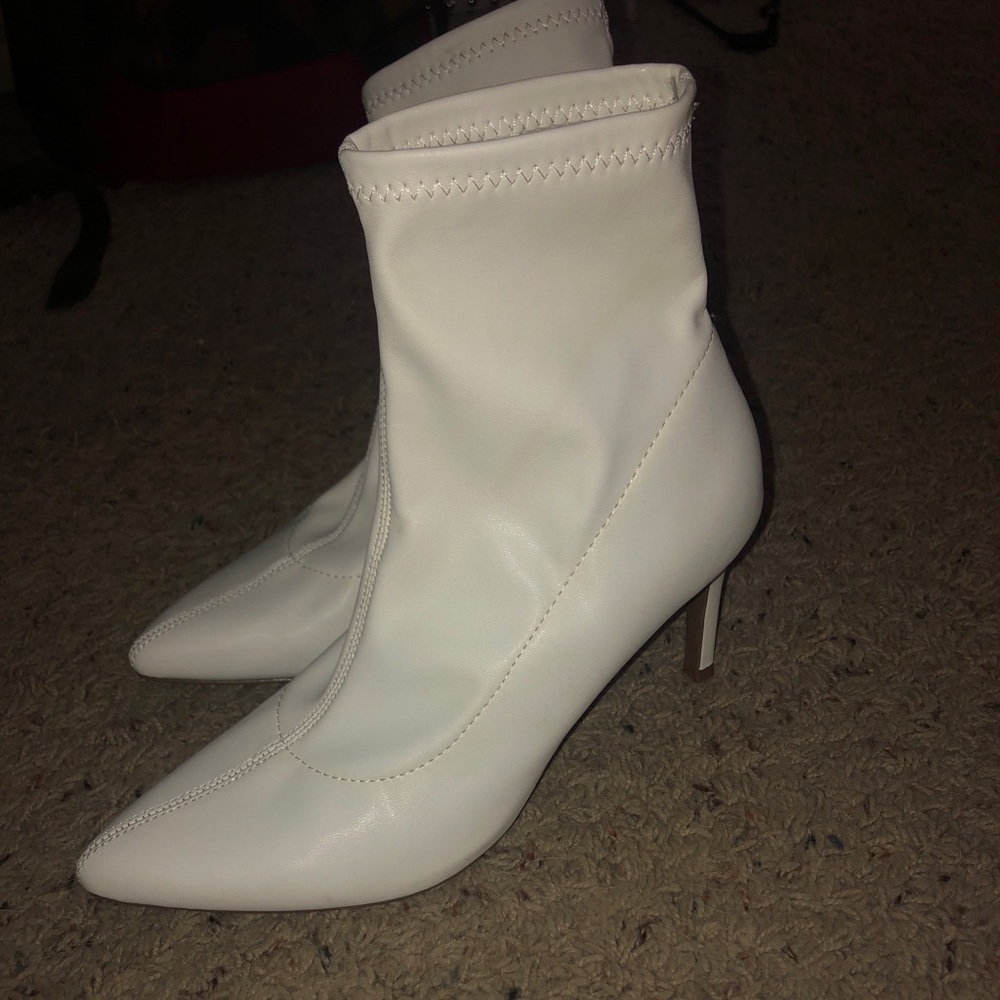 White leather boots